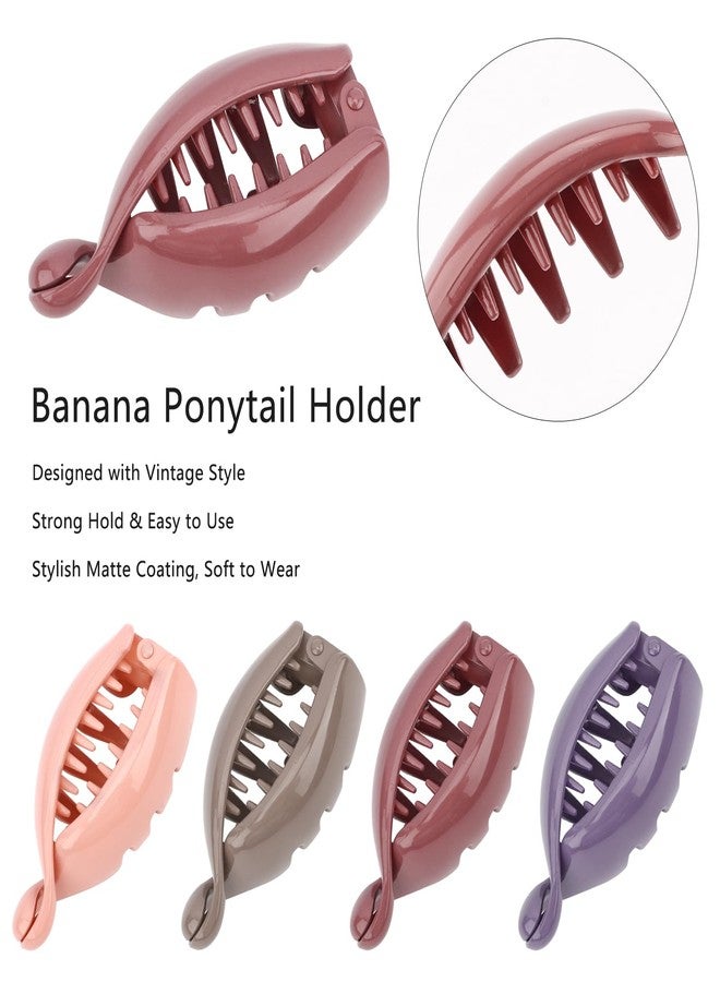 Hapdoo 4PCS Small Banana Clip for High Ponytail, Banana Clips for Thin Hair Strong Hold Bun Holder Jaw Barrettes for Women and Girls - Image 3